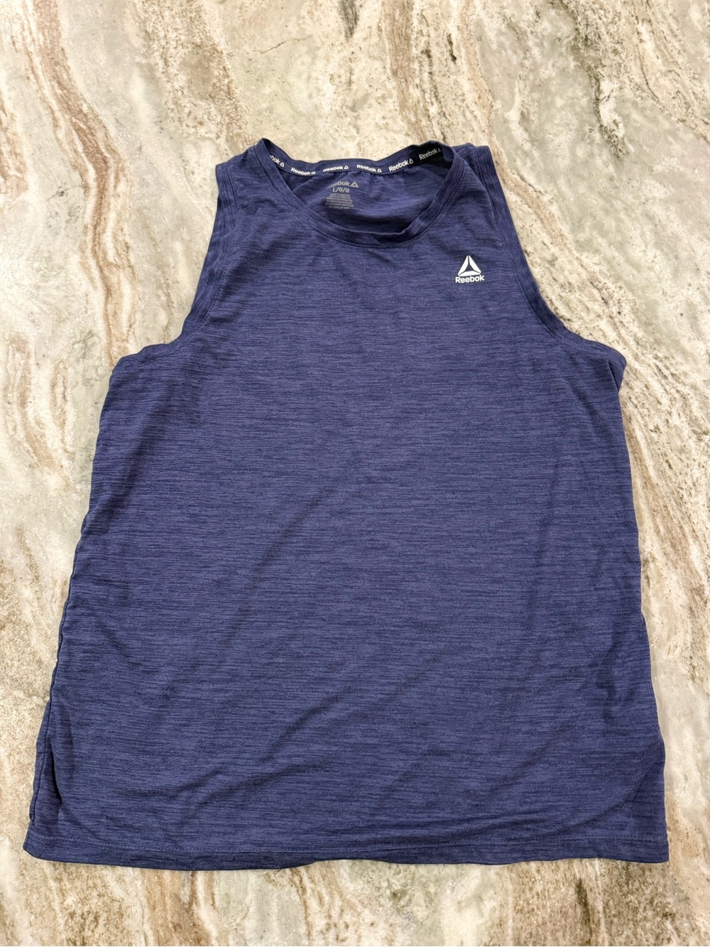 Reebok Women's Heathered Navy Tank Top with Logo Like New Size L